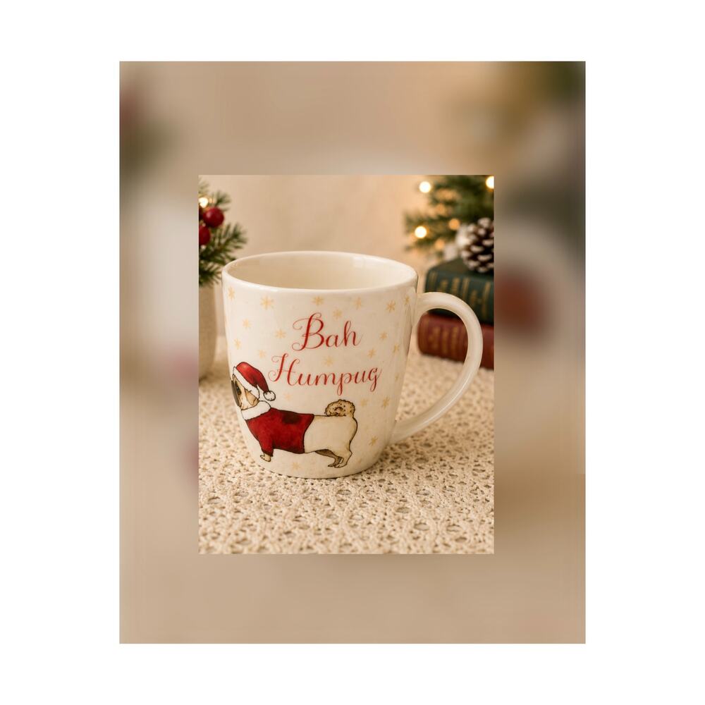 Milly Green Bah Humpug Pug Christmas Mug British Design Santa Dog Holiday Dog